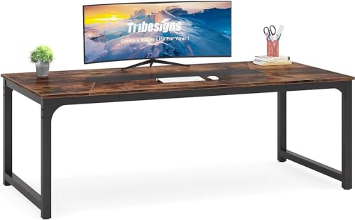 Tribesigns Modern X-Large Executive Office Desk, 78.7 x 39.4 inch, Rustic/Black