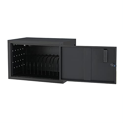 Best Companions Portable Charging Cart with 12-Device Capacity, Suitable for Chromebooks and iPads, Front Access Locking Charge Cabinet with Cable Clips,Black