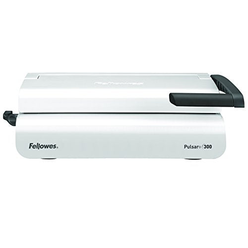 Fellowes Pulsar+ 22-Hole Binding Machine - 300 Sheet Manual Paper Punch Comb Binder with Starter Kit - White/Grey