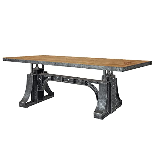 Homary 63" Industrial Office Desk Executive Desk with Solid Wood Top