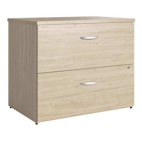 Bush Business Furniture Studio C 2 Drawer Lateral File Cabinet - Assembled, Locking, Natural Elm