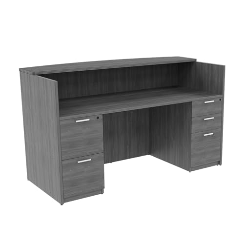 Generic Kai by i5 Commercial 30" x 71" Reception Desk with Double Full Pedestals - Samoa Gray
