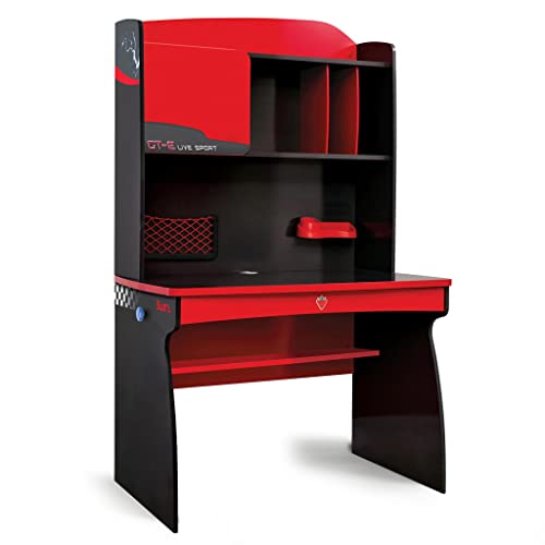 Cilek Study Desk and Hutch with Cabinet, Red