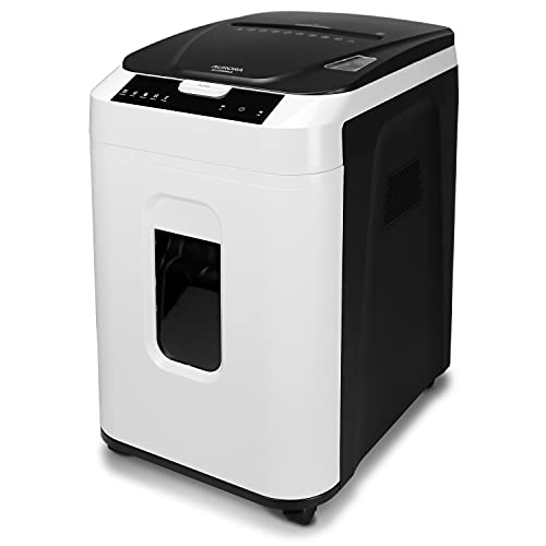 Aurora Commercial Grade 200-Sheet Auto Feed High Security Micro-Cut Paper Shredder - 60 Minutes Runtime - Security Level P-5