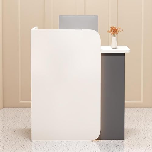 WFCCDM Reception Desk Counter Table, L-Shaped Cashier Front Desk with Shelves and Drawers 80x45x100cm B