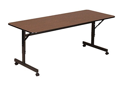 Correll EconoLine Flip Top Table, 24" x 72", Adjustable Height, Walnut Melamine - Seats 3