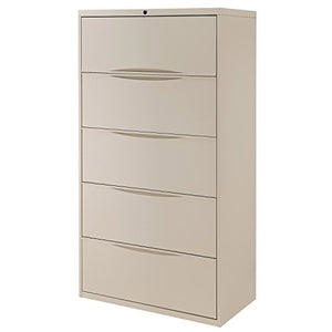 36"W Premium Lateral File Cabinet, 5 Drawer, Putty