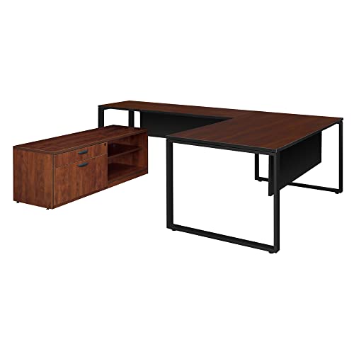 Regency Laminate Low Credenza U-Desk 72" x 30" Cherry