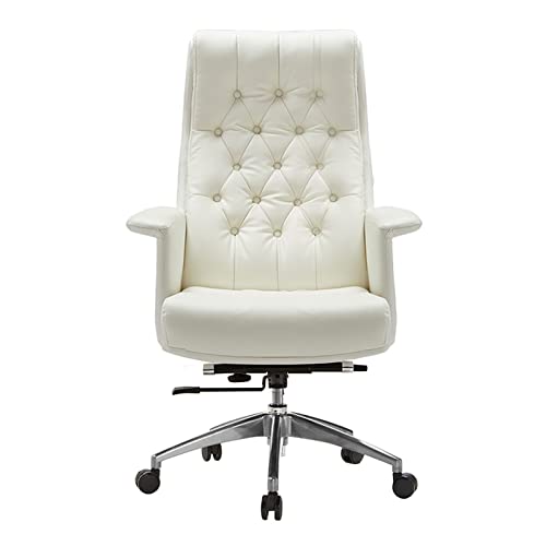 CBLdF Executive Office Chair, Ergonomic Adjustable Reclining Swivel Computer Seat (Black/White Cowhide)