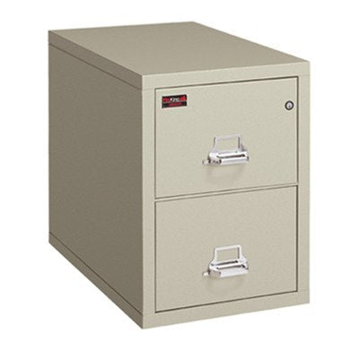 FireKing Fireproof 2-Drawer Vertical Letter File - Pewter Finish, Key Lock - 21.31"W