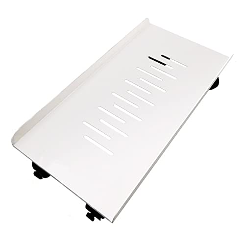 WAOCEO CPU Stand with Rolling Caster Wheels - Heavy Duty Metal PC Tower Floor Stand (White, 440*220mm)