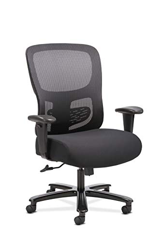 HON Sadie Big and Tall Mesh Back Office Chair - Ergonomic Heavy Duty 400 lb Max - Adjustable Arms, Lumbar Support - Black