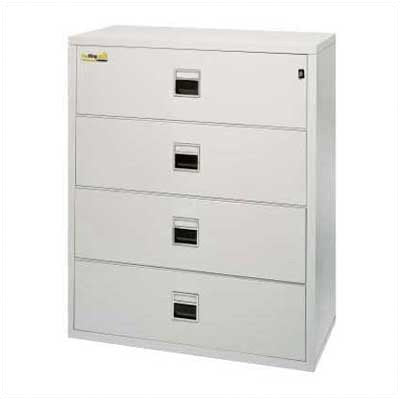 FireKing Fireproof 4-Drawer Lateral Signature File - Tan Finish, Manipulation-Proof Comb. Lock - 31.13"W
