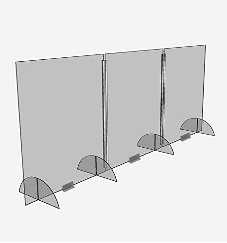 VICTORY DISPLAY & STORE FIXTURE MFG Clear Acrylic Plexiglass 3 Panel Desktop Sneeze Guard (91.5"x36") - Office & Conference Room Protection