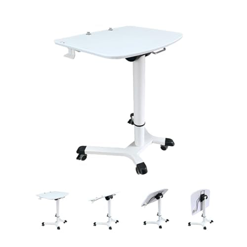 HGTRH Mobile Laptop Standing Desk Cart on Wheels, Adjustable Height Rolling Bedside Table