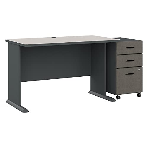 Bush Business Furniture Series A 48W Desk with Mobile File Cabinet, 48", Slate/White Spectrum