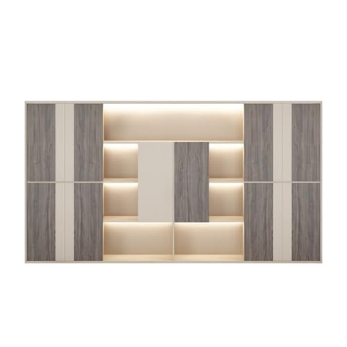 KAGUYASU Luxury Wooden Bookcase with LED Lamps, Brown 126