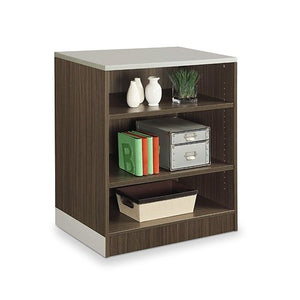 Esquire 39"H Three Shelf Bookcase Driftwood Laminate/Silver Laminate Kickplate