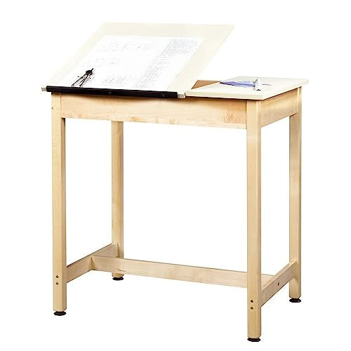 Diversified Woodcrafts School Classroom Art/Drafting Table, 36"W x 24"D x 36"H, Solid Maple Base, Adjustable Laminate Top - Made in The USA