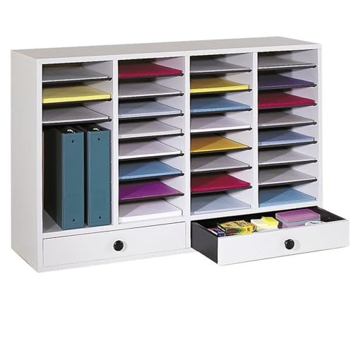 Pemberly Row Literature Mailbox Organizer with Storage Drawers, Light Grey