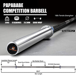PAPABABE Olympic Barbell 7 foot 1500LB Capacity barbell Weightlifting Bar 2 Inch Barbell, for Weightlifting, Powerlifting and Crossfit