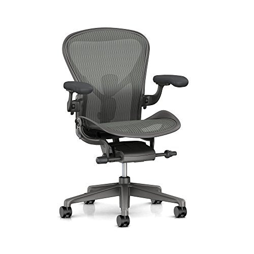 Herman Miller Aeron Ergonomic Office Chair | Tilt Limiter, PostureFit SL, Adjustable Arms | Medium Size B, Carbon Finish