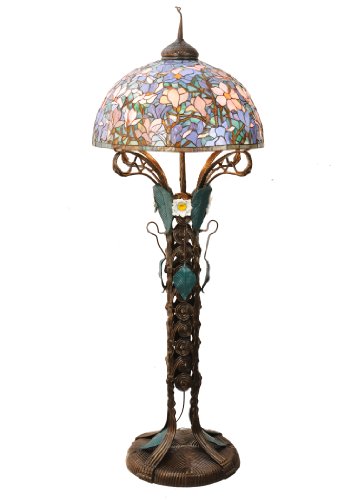 Meyda Tiffany Magnolia Nouveau Floral Floor Lamp, 73"H