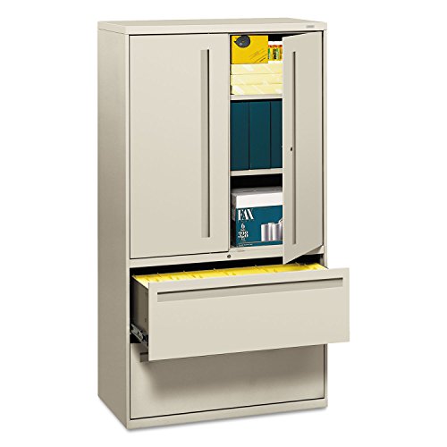 HON 700 Series Lateral File w/Storage Cabinet, 36w x 18d x 64.25h, Light Gray
