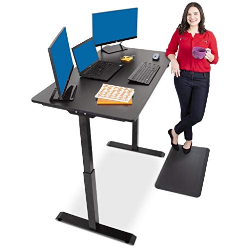 Stand Steady Tranzendesk Power 48 Inch Standing Desk  Electric, Height Adjustable, Sit to Stand Up Workstation  Quietly Go from Sitting to Standing w/Easy Tap Lever (27.5 x 47.5 / Black)