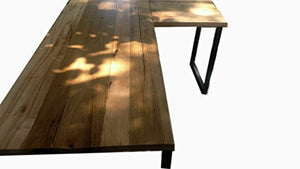 L Shaped Desk Reclaimed Wood with Metal Base
