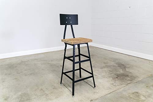 Barn XO Reclaimed Urban Bar Stools Set of 4 with Steel Backs - Modern Salvaged Barn Wood 30" H Bar Height