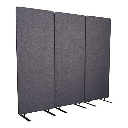 S Stand Up Desk Store ReFocus Freestanding Acoustic Room Divider Office Partition (Ash Grey, 72" x 66", Zippered 3-Pack)