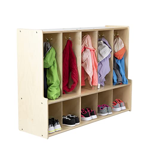 RRI Goods Montessori 5-Section Coat Locker with Bench & Cubby Storage