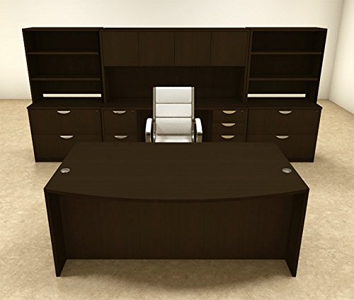 UTM Furniture Modern Executive Office Desk Set, 10pc Fan Front, OT-SUL-D12