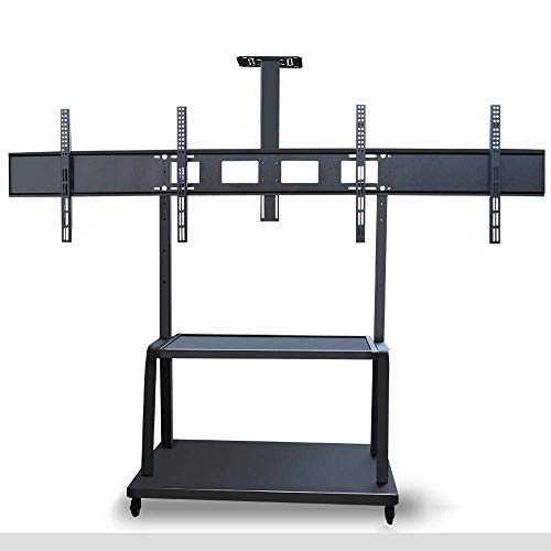 Generic Stainless Steel TV Floor Tripod for 40-65 Inches TVs, Black Universal Stand - Wheels, Height Adjustable - Max Vesa 600x400mm