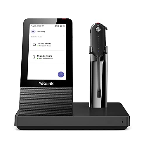 Yealink WH67 Wireless DECT Headset - Teams Certified, Mono Office Headset - USB & Bluetooth Connectivity - Speakerphone - 7 Hrs Talktime - 394 ft Range
