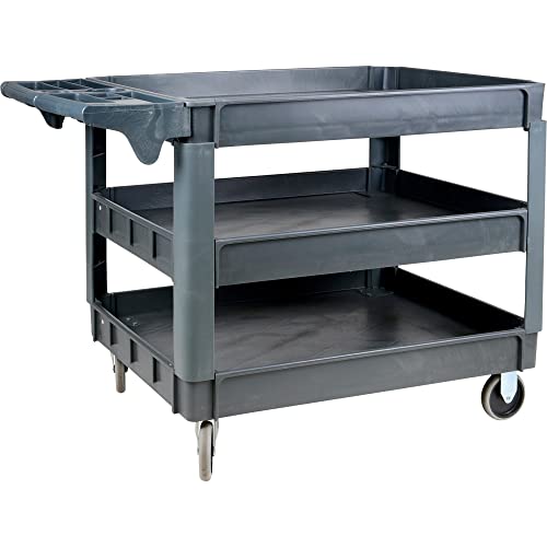 Ironton Utility Cart 500-Lb. Capacity 3 Tray, Maintenance-Free Structural Foam, Scratch Resistant, 46 3/5in.W x 25 2/5in.D x 32 7/10in.H