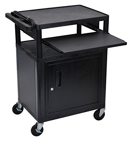 Luxor AV Cart with 3 Shelves Cabinet Front Pullout - LP34CLE-B
