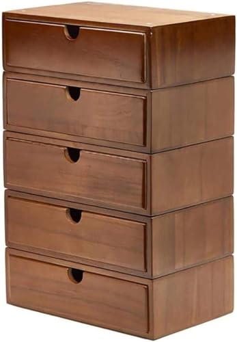 noxozoqm Desktop File Cabinet with Drawer Storage, 5-Layer Wooden Storage Box Manager - Display Stand (Size: B1)