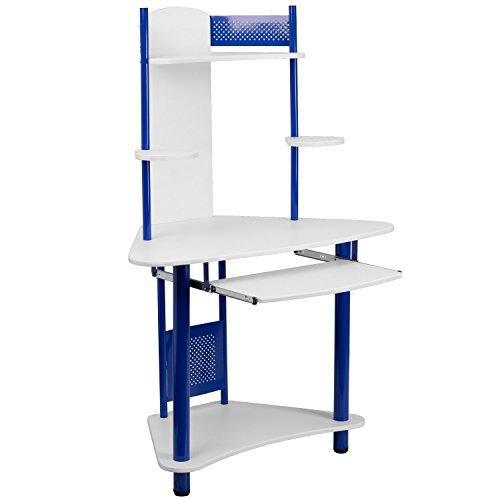 Bay Born Decor Blue Corner Computer Desk with Hutch