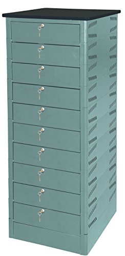 Datum Storage Intellerum TekStak 10 Tier Keyed Charging Locker with Black Laminate Top - Black Paint