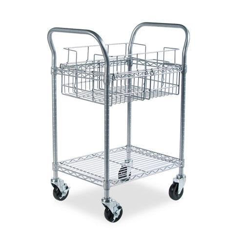 Safco Wire Mail Cart 600-lb Capacity Metallic Gray