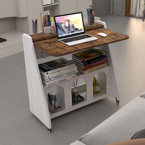 Pmnianhua Mobile Laptop Desk on Wheels - Rolling Writing Workstation