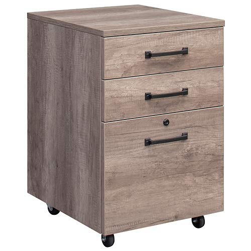 NBF Signature Series Urban Three Drawer Mobile File Storage Pedestal 18" W - Weathered Walnut