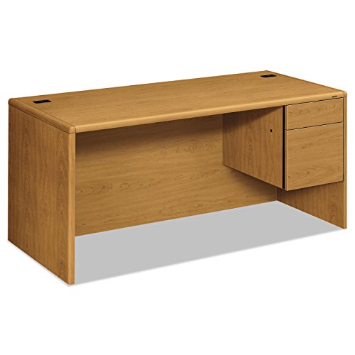 HON 10700 Series L Desk with Right Pedestal, Harvest Finish