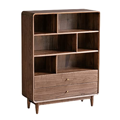 TOMYEUS Floor-to-Ceiling Book Shelf Low Bookcase Storage Display - Walnut