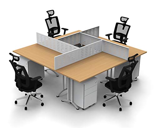 TeamWORK Tables 4 Person Compact Beech Work Station - Model 6657 (16pc Group)