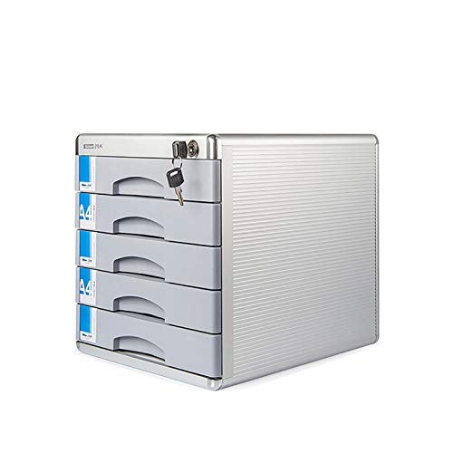 Bxwjg Flat File Cabinet Storage - 5 Layers Aluminum Alloy Office Drawer Cabinet with Lock