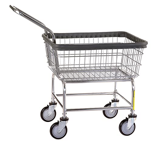 R&B Wire Products Heavy Duty Rolling Wire Utility Cart, 2.5 Bushel, Chrome