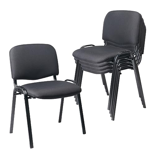 CLATINA Set of 5 Stackable Black Fabric Reception Chairs